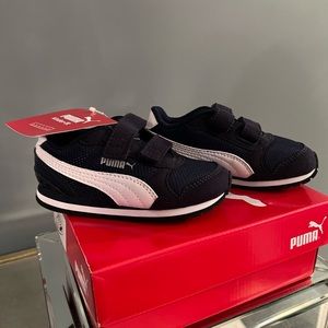 New in Box Puma navy sneakers for baby/toddler.